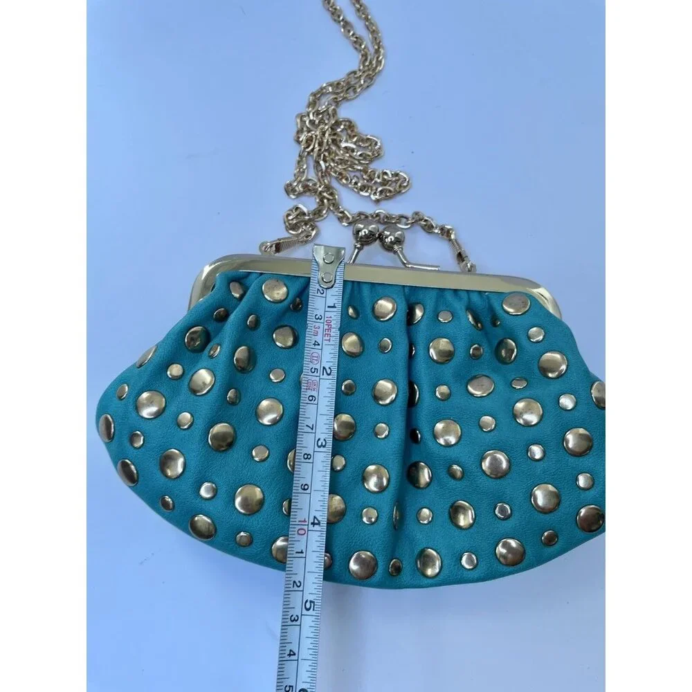 Urban expressions pu leather mini purse chain studded greeen gold - Picture 5 of 6
